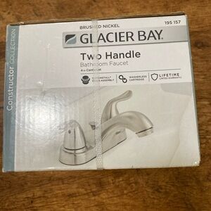 Glacier Bay Constructor 4" Bathroom Faucet 195 157 Brushed Nickel NIB Two Handle